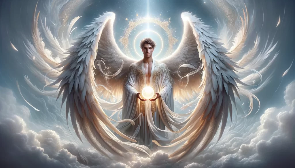 Illustration of Bearer of Light as an angel holding a glowing orb of light.