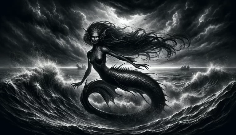 Vepar, a demonic mermaid, commanding stormy waters.