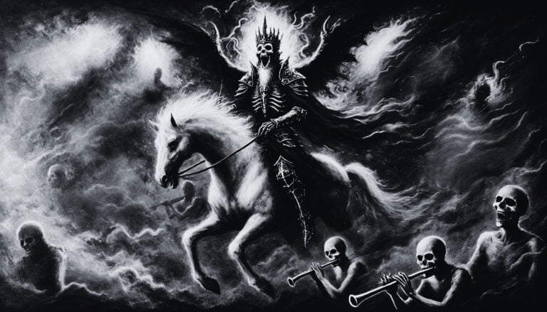 Demon Beleth, the demonic king, rides a pale horse in a realm.