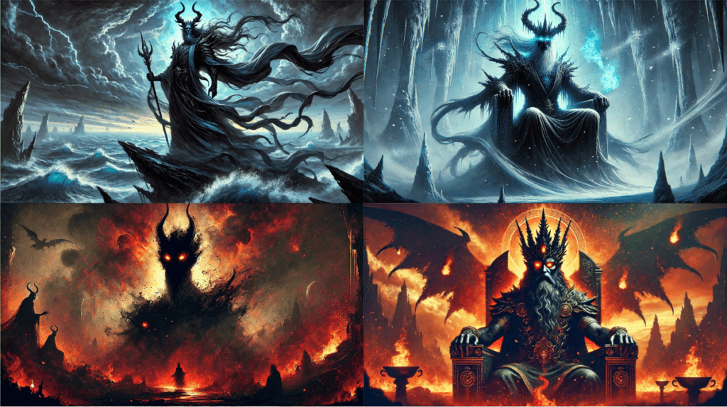 The Four Kings of Hell—Amaymon, Corson, Ziminiar, and Gaap.